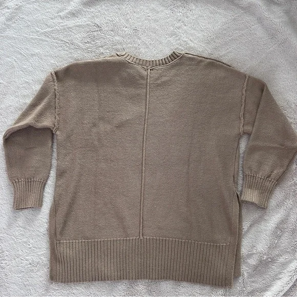 Aerie Cotton Tunic Sweater, Camel Tan, Small - Picture 9 of 9